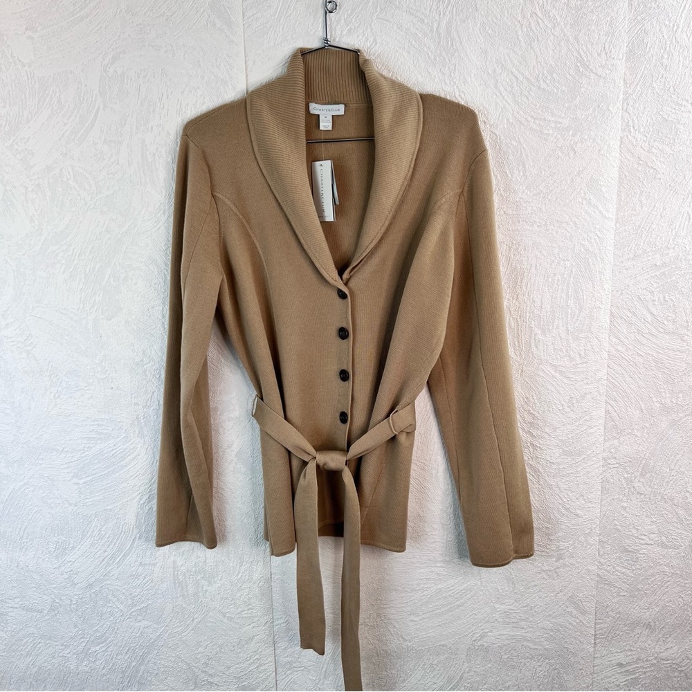 Charter Club NWT Camel Button Down Cardigan Sweater Size Medium
